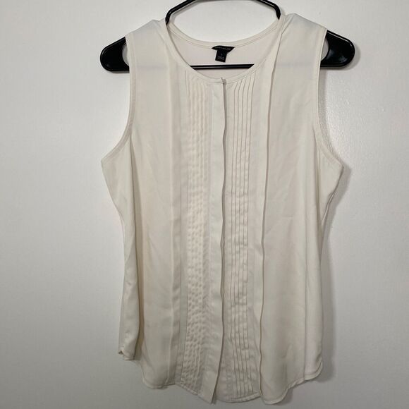 Ann Taylor Pintuck Button Sleeveless Top, Cream color, Size Small - Picture 1 of 5